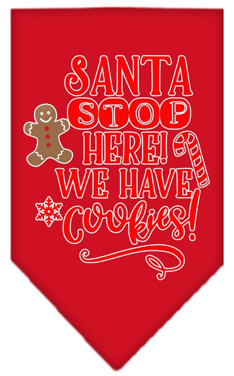 Santa, We Have Cookies Screen Print Bandana Red Large